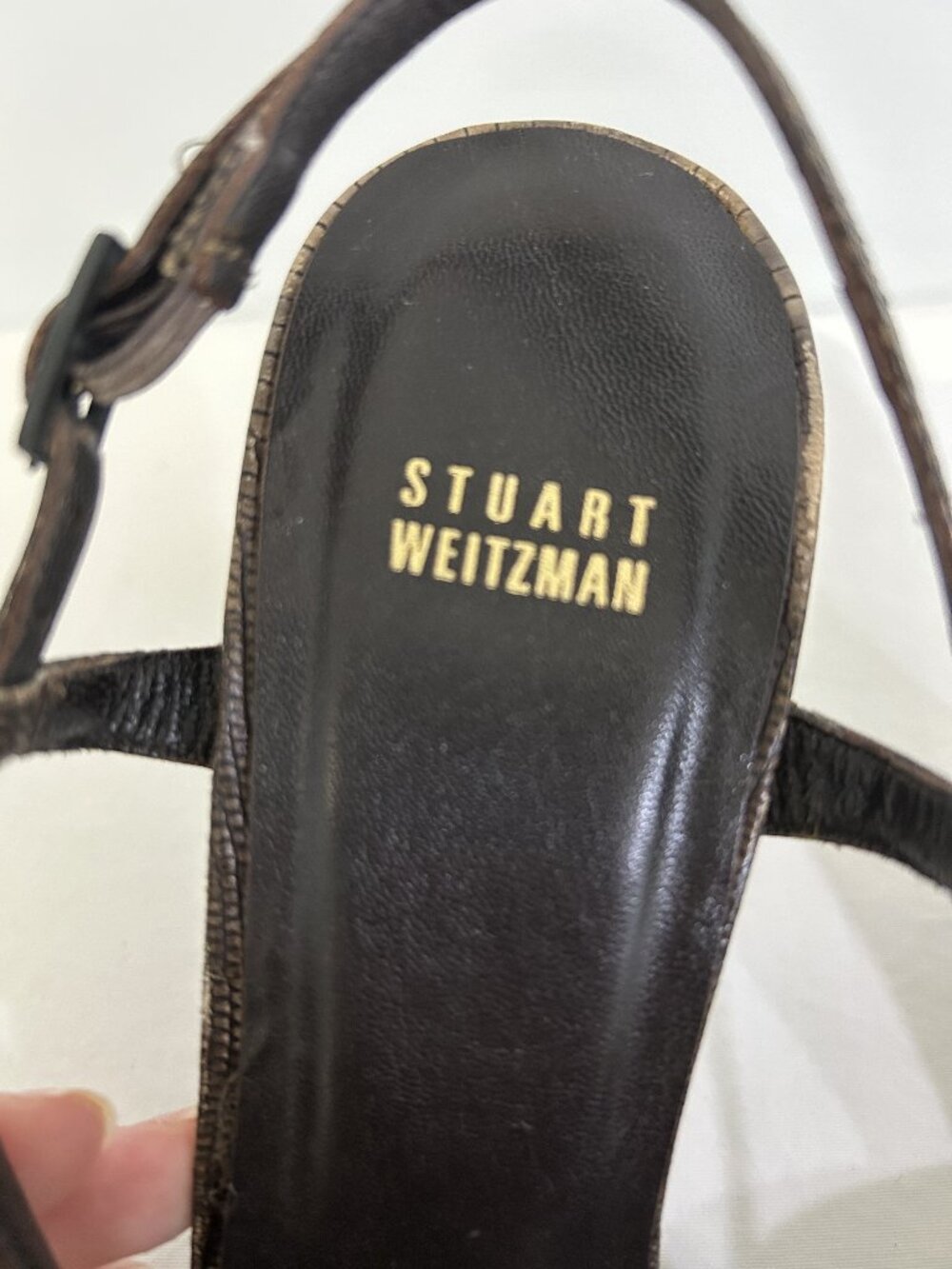 Stuart Weitzman Brown Peep Toe Slingback Heels Size 10